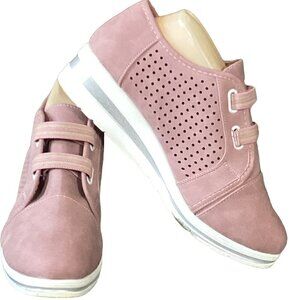 LAZUN Dusty Pink Wedge Platform Slip-On Walking Sneaker Shoe Wm 9.5/10 #264B